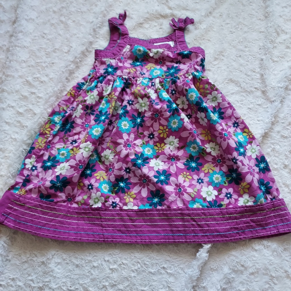 Youngland Purple-Pink Floral Sundress with Teal and White Flowers Spring Party